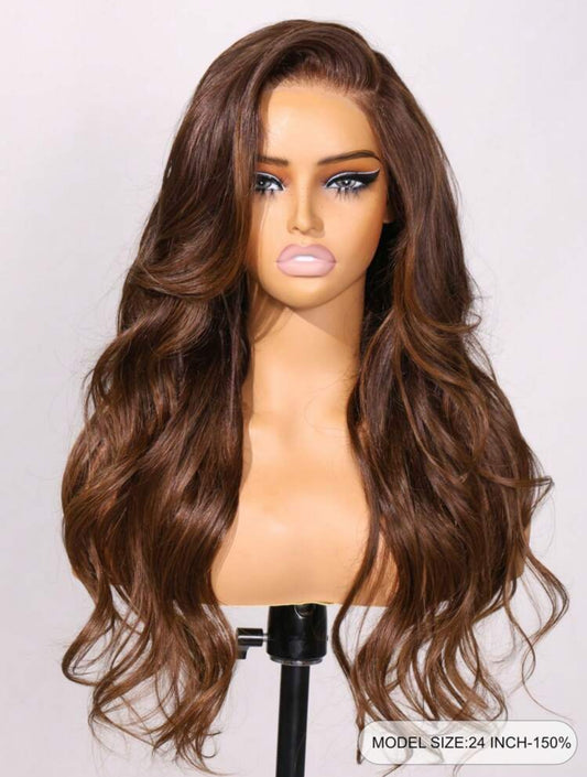 7x5 Lace Closure Caramel Brown Loose Wave Wig Pre Cut Pre Bleached Pre Plucked Glueless Wig 100% Human Hair Ready To Wear