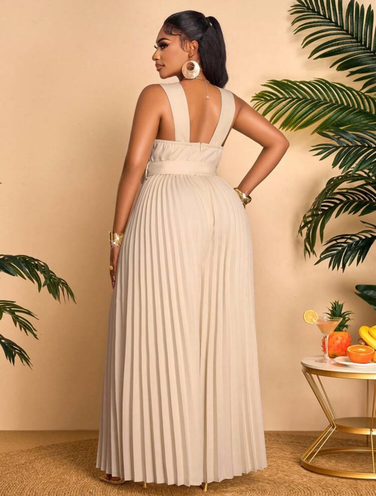 Slanted Shoulder Irregular Collar Double Breasted Pleated Loose Jumpsuit, Suitable For Fashionable Commuting Business, And Outdoor Wear @CHRISTIANDELOS