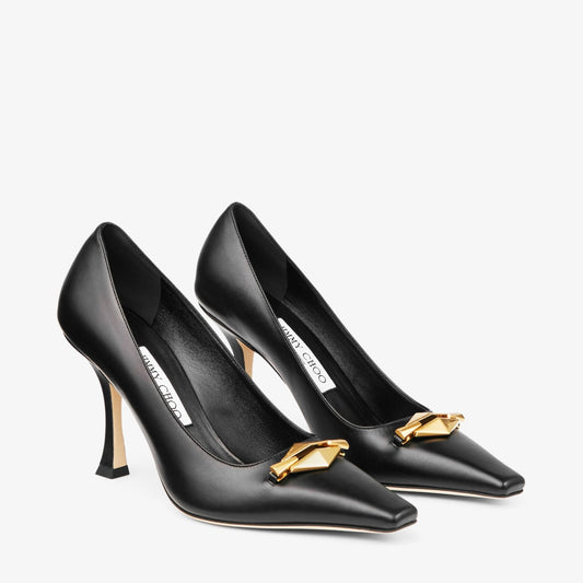 Black Jimmy-Choo Leather Pumps For Office Babe