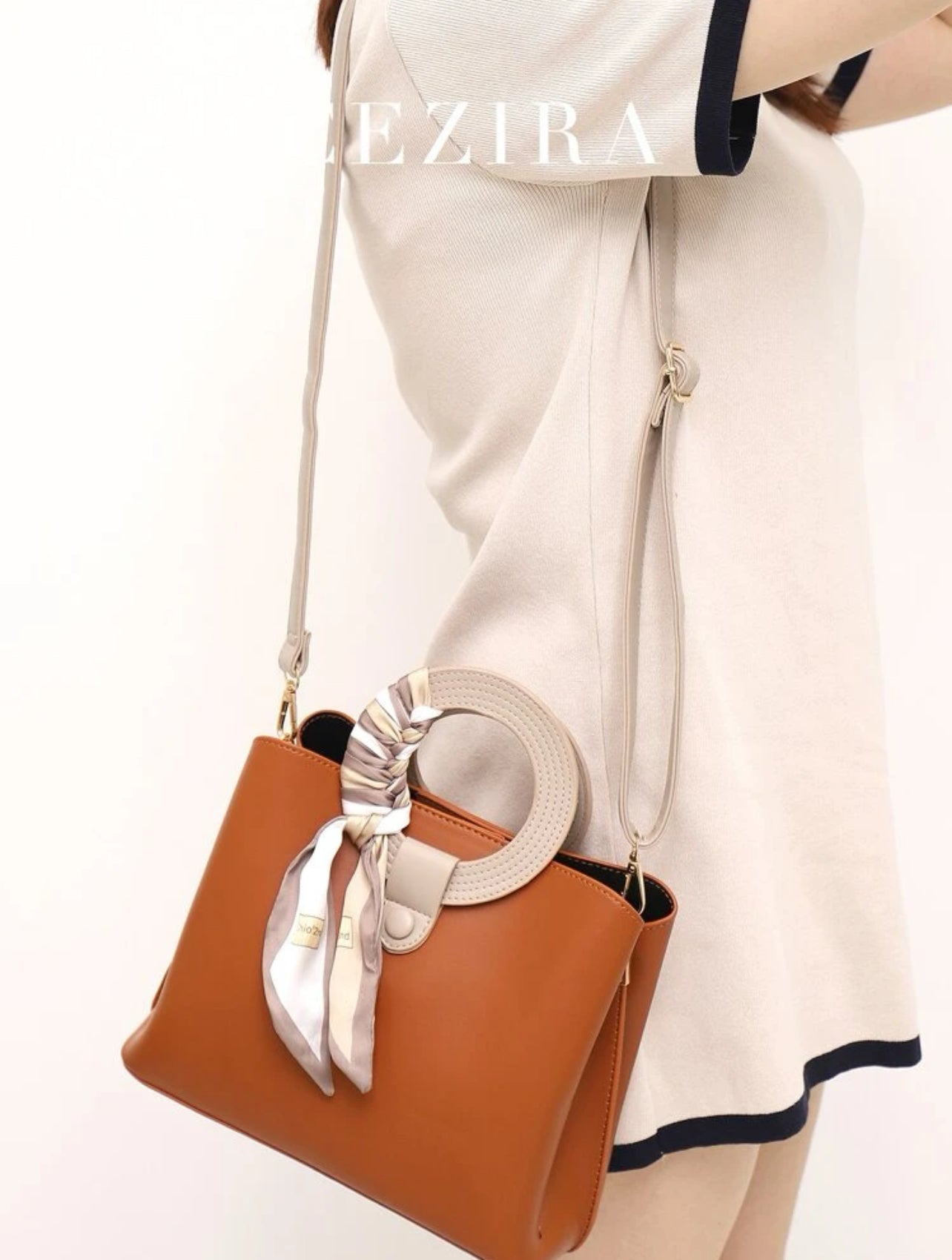 Top-Handle Leather Shoulder Bag