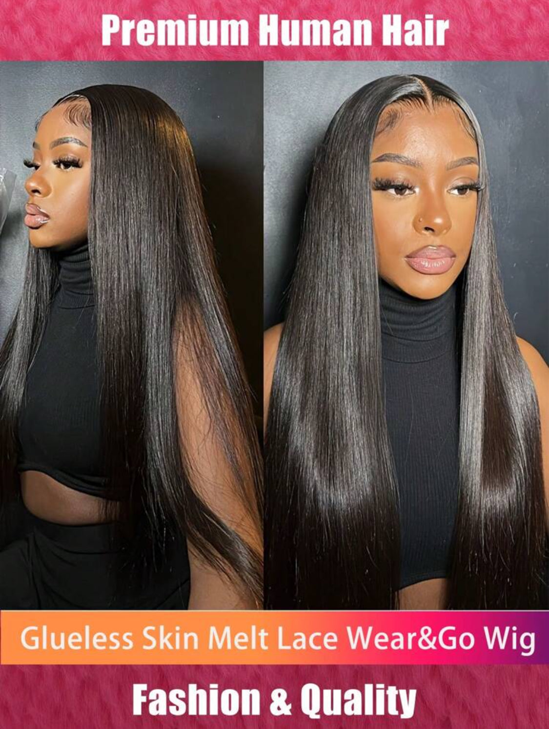 Royal Delos Glamm- Glueless Melt Lace Front Wig Silky Straight Remy Human Hair 4*4 Wig